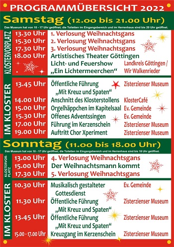 Programm Walkenrieder Weihnachtsmarkt 2022 klein